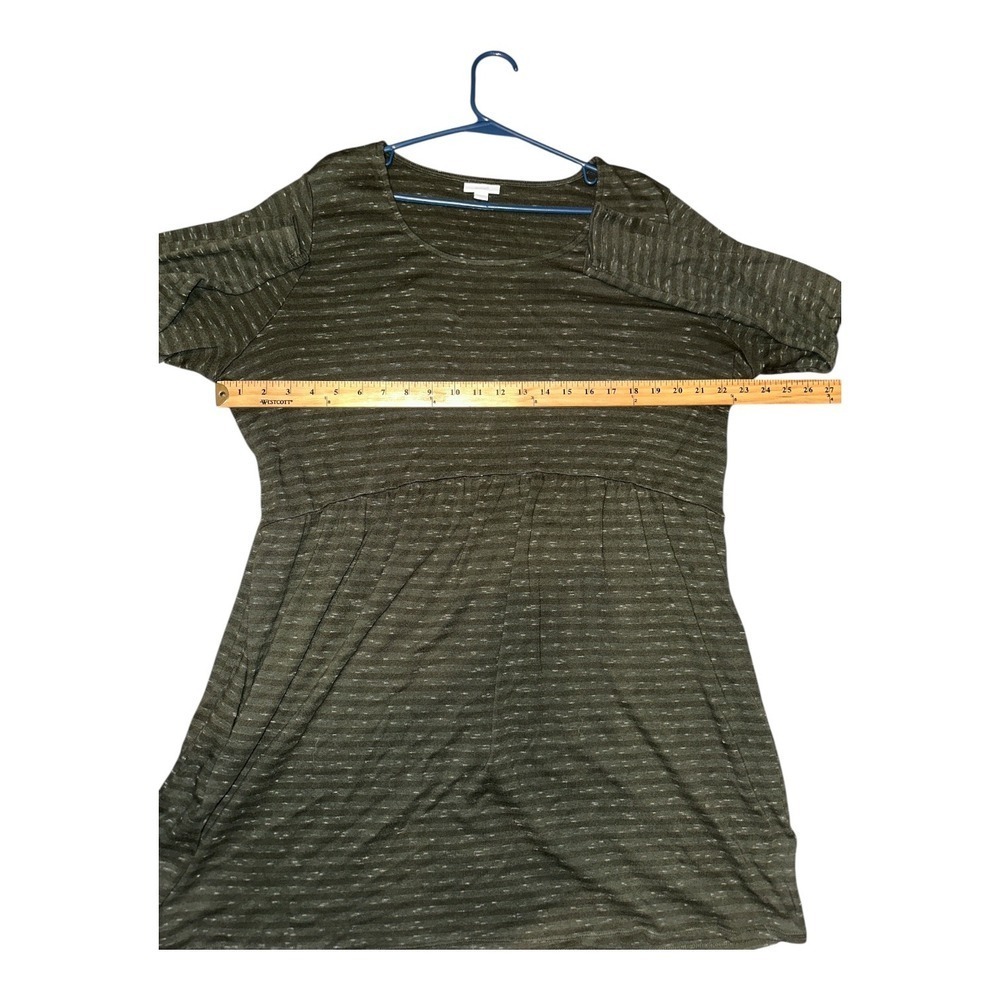 J. Jill Pure Jill Olive Green Striped Drop Waist Shift Dress, XL - Picture 4 of 6